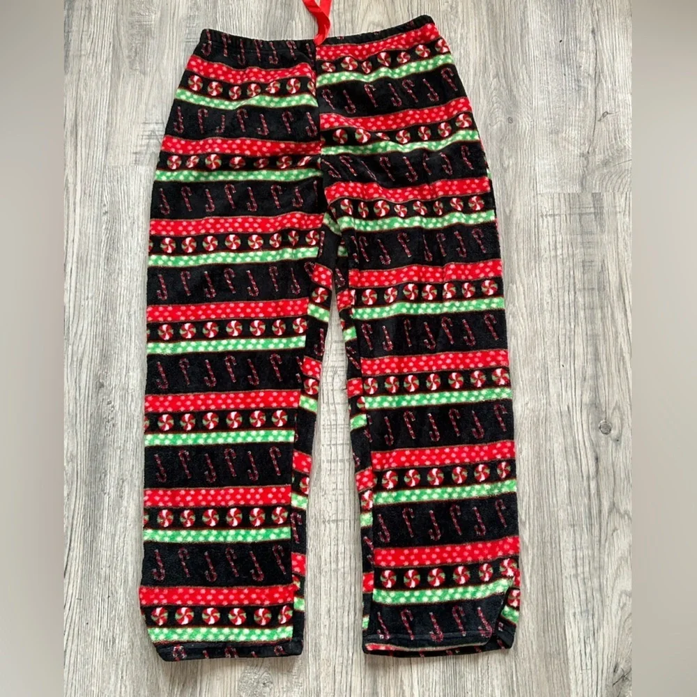Not Tired Fleece Festive Candy Cane Pajama Pants Sz 1X